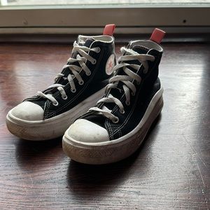 Kids Black and Pink Platform Converse